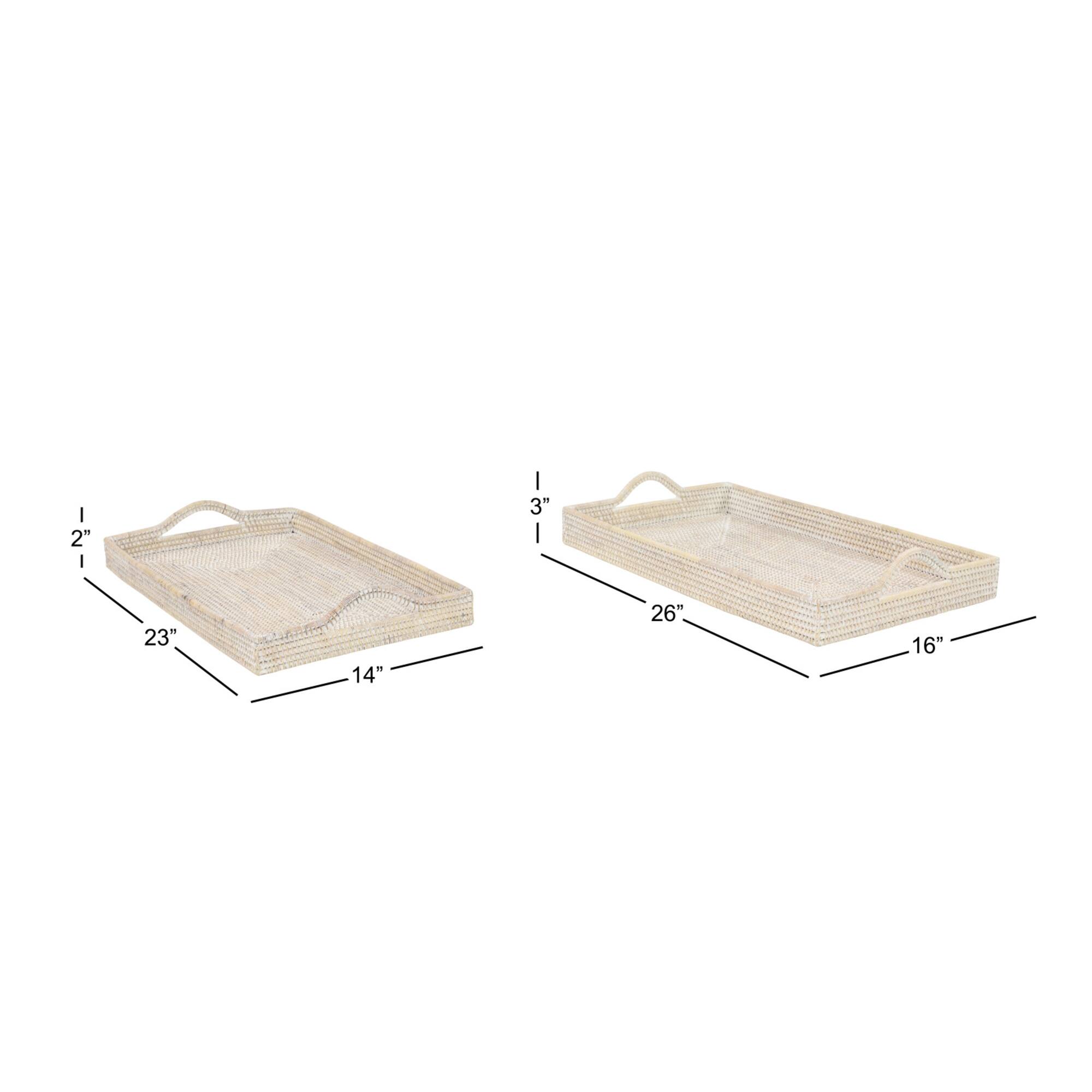 Cream Wood Boho Style Tray Set